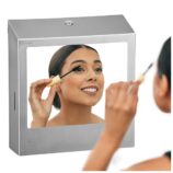 Pojemnik na ręczniki składane z bezdotykowym automatycznym dozownikiem mydła w pianie i z lustrem ze stali SuperMirror „3 w 1" MERIDA STELLA SLIM COMBO, stal matowa