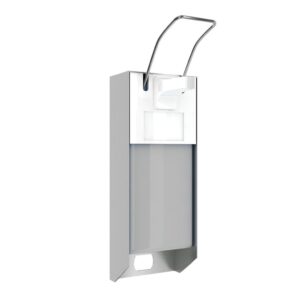 Dozownik płynu dezynfekcyjnego z przyciskiem łokciowym, pojemność zbiornika 1000 ml, metalowy