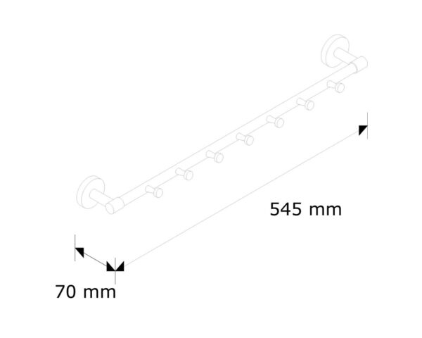 Drążek L500 mm z siedmioma zawieszkami Drążek L500 mm z siedmioma zawieszkami