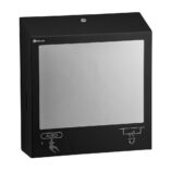 Pojemnik na ręczniki składane z bezdotykowym automatycznym dozownikiem mydła w pianie i z lustrem ze stali SuperMirror „3 w 1" MERIDA STELLA SLIM BLACK LINE COMBO, czarny