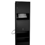 Wnękowy pojemnik na ręczniki pojedyncze z suszarką do rąk i koszem MERIDA STELLA BLACK LINE