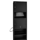 Wnękowy pojemnik na ręczniki pojedyncze z suszarką do rąk i koszem MERIDA STELLA BLACK LINE