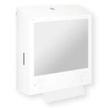 Pojemnik na ręczniki składane z bezdotykowym automatycznym dozownikiem mydła w pianie i z lustrem ze stali SuperMirror „3 w 1" MERIDA STELLA SLIM WHITE LINE COMBO, biały