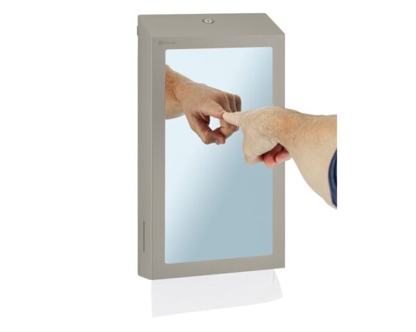 Pojemnik na ręczniki składane z lustrem ze stali SuperMirror „2w1" MERIDA STELLA SLIM STONE GREY LINE MEGA COMBO, szary kamienny Pojemnik na ręczniki składane z lustrem ze stali SuperMirror „2w1" MERIDA STELLA SLIM STONE GREY LINE MEGA COMBO, szary kamienny