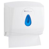 Pojemnik na ręczniki składane MERIDA TOP MINI, tworzywo ABS, biały, okienko niebieskie