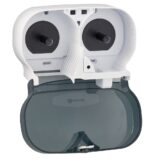 Pojemnik na dwie rolki papieru toaletowego bez gilzy MERIDA ONE, tworzywo ABS, biały