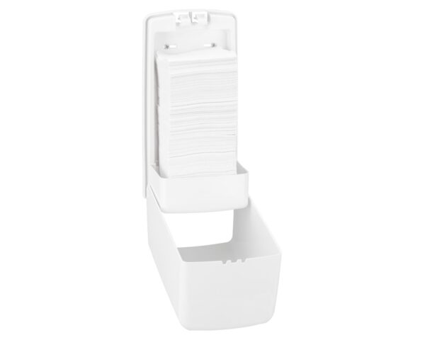 Pojemnik na papier toaletowy w listkach MERIDA ONE, pojemność do 450 szt., tworzywo ABS, biały Pojemnik na papier toaletowy w listkach MERIDA ONE, pojemność do 450 szt., tworzywo ABS, biały