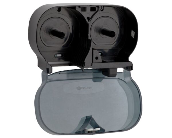 Pojemnik na dwie rolki papieru toaletowego bez gilzy MERIDA ONE, tworzywo ABS, czarny Pojemnik na dwie rolki papieru toaletowego bez gilzy MERIDA ONE, tworzywo ABS, czarny