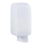 Pojemnik na papier toaletowy w listkach MERIDA HARMONY, pojemność do 450 szt., tworzywo, biały transparentny