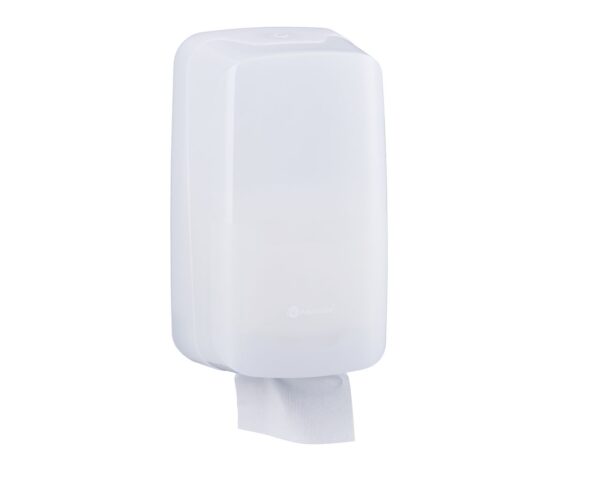 Pojemnik na papier toaletowy w listkach MERIDA HARMONY, pojemność do 450 szt., tworzywo, biały transparentny Pojemnik na papier toaletowy w listkach MERIDA HARMONY, pojemność do 450 szt., tworzywo, biały transparentny