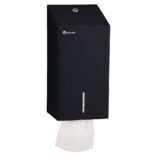 Pojemnik na papier toaletowy w listkach MERIDA STELLA BLACK LINE, pojemność do 450 szt., czarny