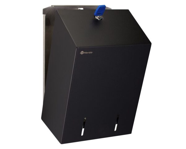 Pojemnik na papier toaletowy w listkach MERIDA STELLA BLACK LINE, pojemność do 900 szt., czarny Pojemnik na papier toaletowy w listkach MERIDA STELLA BLACK LINE, pojemność do 900 szt., czarny