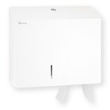 Pojemnik na papier toaletowy MERIDA STELLA DUO WHITE LINE z uchwytem na resztkę rolki papieru, średnica papieru do 20 cm, biały