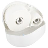 Pojemnik na papier toaletowy MERIDA TOP DUO z uchwytem na resztkę rolki, tworzywo ABS, biały, okienko szare