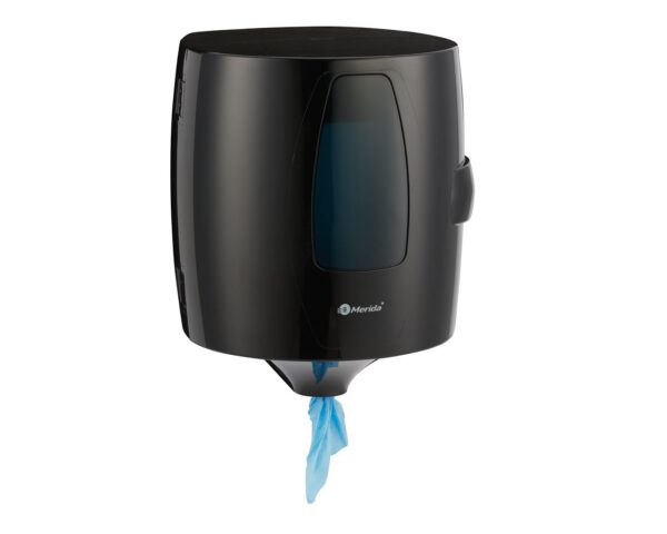 Pojemnik na ręczniki papierowe w roli w systemie listkowym MERIDA ONE CENTER PULL, tworzywo ABS, czarny Pojemnik na ręczniki papierowe w roli w systemie listkowym MERIDA ONE CENTER PULL, tworzywo ABS, czarny