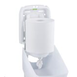 Pojemnik na ręczniki papierowe w roli w systemie listkowym MERIDA HARMONY CENTER PULL, tworzywo, biały transparentny