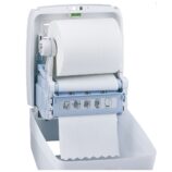 Mechaniczny podajnik ręczników papierowych w rolach MERIDA HARMONY AUTOMATIC MAXI, tworzywo, biały transparentny
