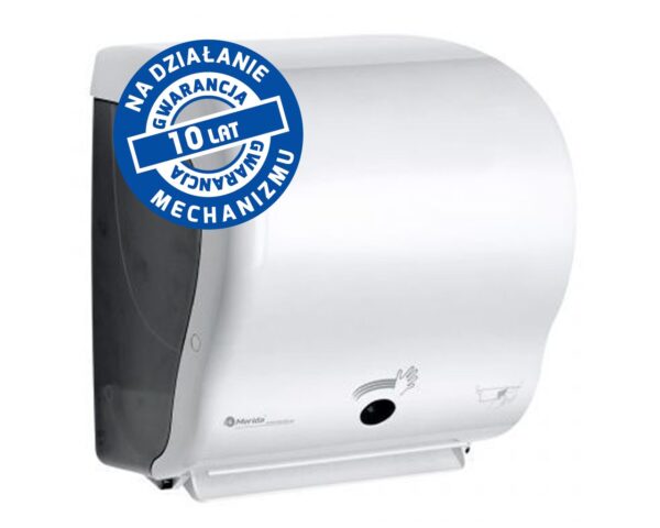 Automatyczny bezdotykowy podajnik ręczników papierowych w rolach MERIDA LUX SENSOR CUT AUTOMATIC MAXI, tworzywo ABS, biały