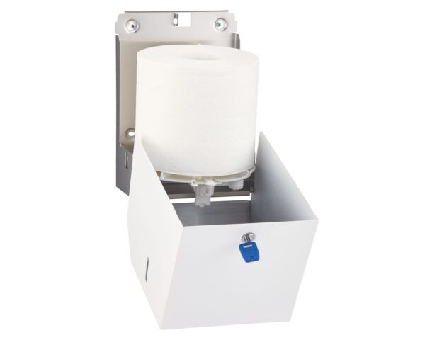 Pojemnik na ręczniki papierowe w rolach lub papier toaletowy w systemie listkowym MERIDA STELLA WHITE LINE MINI, biały Pojemnik na ręczniki papierowe w rolach lub papier toaletowy w systemie listkowym MERIDA STELLA WHITE LINE MINI, biały