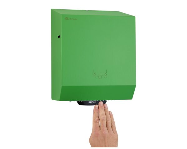 Mechaniczny podajnik ręczników papierowych w rolach MERIDA STELLA GREEN LINE, zielony Mechaniczny podajnik ręczników papierowych w rolach MERIDA STELLA GREEN LINE, zielony