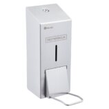 Dozownik płynu dezynfekcyjnego w sprayu na jednorazowe wkłady 1000 ml z przyciskiem łokciowym MERIDA STELLA, stal matowa