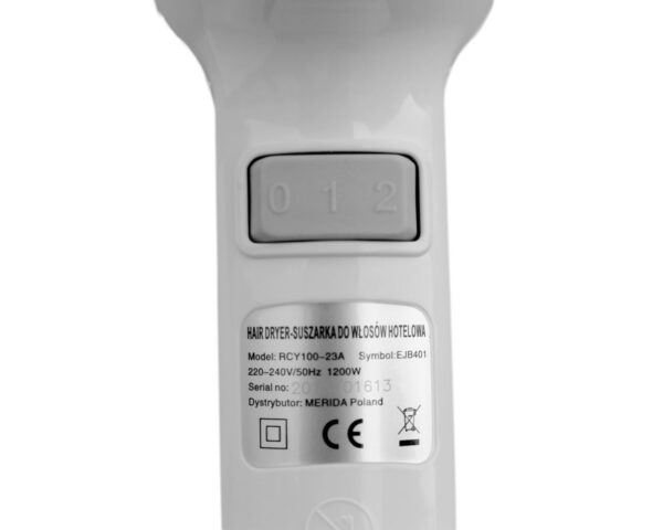 Suszarka do włosów MERIDA HOTELOWA ECO, tworzywo sztuczne, biała Suszarka do włosów MERIDA HOTELOWA ECO, tworzywo sztuczne, biała