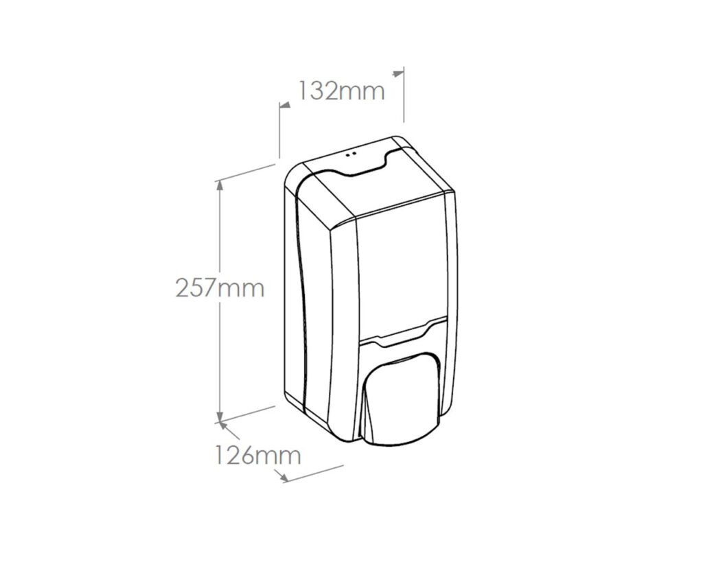 Dozownik mydła w płynie MERIDA HARMONY, pojemność zbiornika 1200 ml, tworzywo, biały transparentny