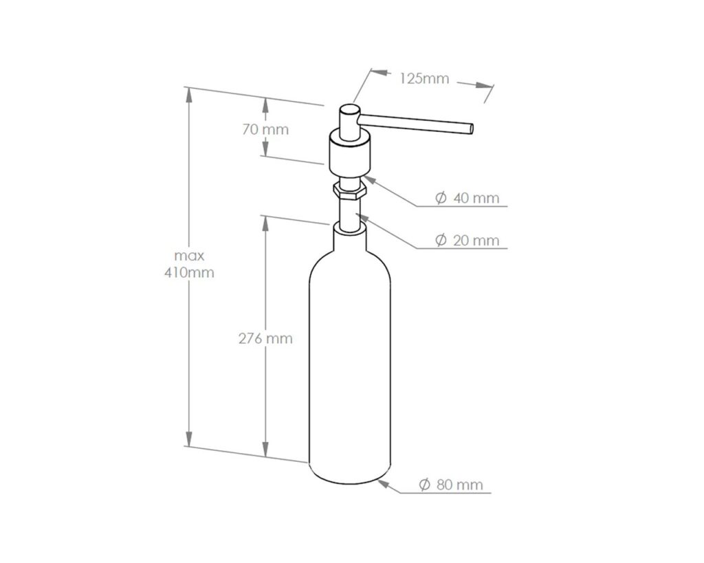 Dozownik mydła w płynie blatowy WALEC, pojemność zbiornika 1000 ml, polerowany