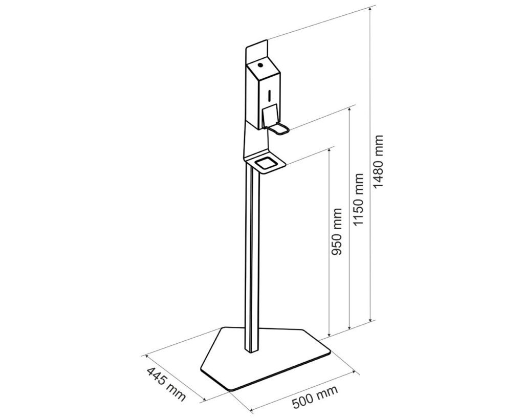 Stojak do dezynfekcji rąk z dozownikiem z przyciskiem łokciowym MERIDA STELLA