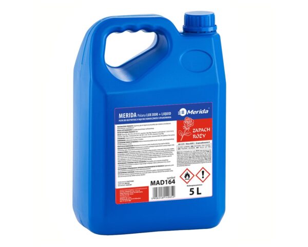 Płyn dezynfekcyjny o zapachu róży MERIDA POLANA LUX DDR+ LIQUID do higienicznej dezynfekcji rąk, kanister 5 l Płyn dezynfekcyjny o zapachu róży MERIDA POLANA LUX DDR+ LIQUID do higienicznej dezynfekcji rąk, kanister 5 l