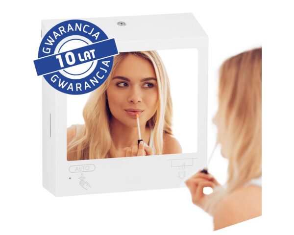 Pojemnik na ręczniki składane z bezdotykowym automatycznym dozownikiem mydła w pianie i z lustrem ze stali SuperMirror „3 w 1" MERIDA STELLA SLIM WHITE LINE COMBO, biały