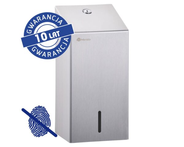 Pojemnik na papier toaletowy w listkach MERIDA STELLA Anti-FingerPrint, pojemność do 450 szt., stal matowa z powłoką AFP