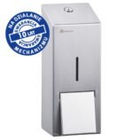 Dozownik mydła w płynie lub kremu do rąk MERIDA STELLA, na jednorazowe wkłady 880 ml, stal matowa