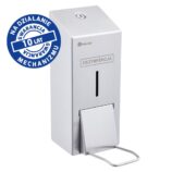 Dozownik płynu dezynfekcyjnego na jednorazowe wkłady 1000 ml z przyciskiem łokciowym MERIDA STELLA, stal matowa