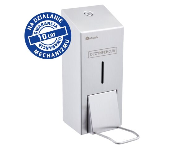 Dozownik płynu dezynfekcyjnego na jednorazowe wkłady 1000 ml z przyciskiem łokciowym MERIDA STELLA, stal matowa Dozownik płynu dezynfekcyjnego na jednorazowe wkłady 1000 ml z przyciskiem łokciowym MERIDA STELLA, stal matowa