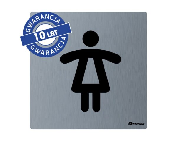 Piktogram ze stali nierdzewnej - toaleta damska wym. 95 x 95 x 2 mm, stal matowa