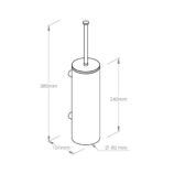 Szczotka do WC z uchwytem mocowanym do ściany, tuba z przykrywką, MERIDA STELLA STONE GREY LINE, szara kamienna