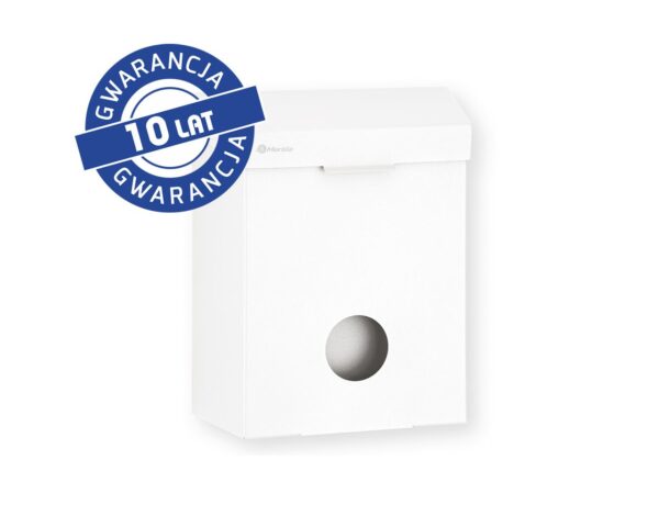 Kosz do damskich toalet MERIDA STELLA WHITE LINE z pojemnikiem na torebki higieniczne, pojemność 4,4 l, biały