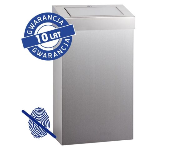 Kosz z uchylną pokrywą MERIDA STELLA SLIM Anti-FingerPrint, 27 l, stal matowa z powłoką AFP