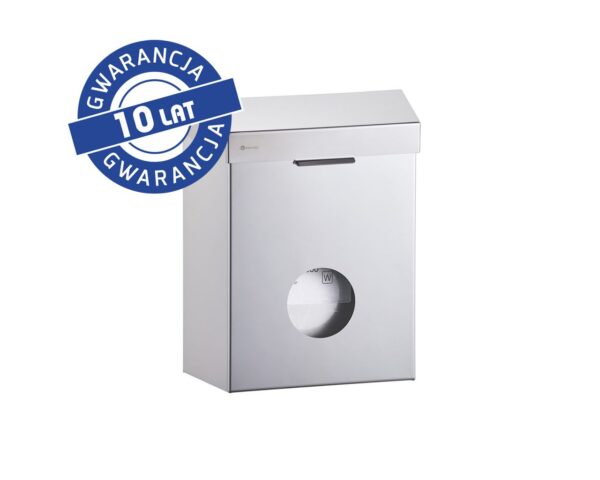 Kosz do damskich toalet MERIDA STELLA z pojemnikiem na torebki higieniczne, pojemność 4,4 l, stal polerowana