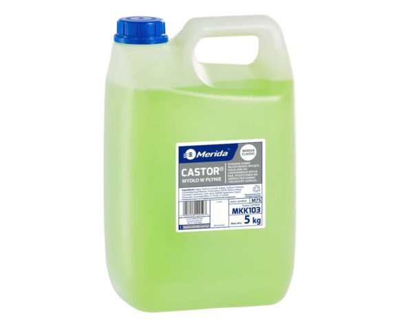 Mydło w płynie MERIDA CASTOR seledynowe, kanister 5 kg, zapach kwiatowy