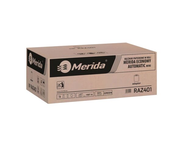 Ręczniki papierowe w roli z adaptorem, MERIDA ECONOMY AUTOMATIC MINI, jednowarstwowe, zielone, średnica 14,5 cm, długość 137 m, karton 11 rolek