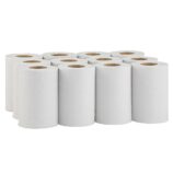 Ręczniki papierowe w roli MERIDA CLASSIC MINI, białe, średnica 13 cm, długość 116 m, jednowarstwowe, zgrzewka 12 rolek, ECOLABEL