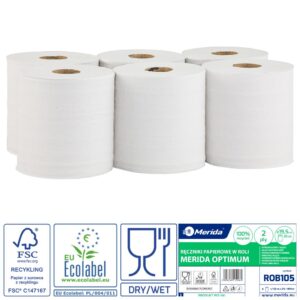 Pojemnik na ręczniki w roli MERIDA ONE CENTER PULL biały za 75 zł netto przy zakupie 2 opakowań ręczników w roli MERIDA OPTIMUM MAXI ROB105 (12 x 150 m = 1 500 m)