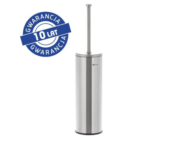 Szczotka do WC z uchwytem stawianym, tuba z przykrywką, stal matowa