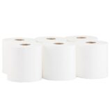 Ręczniki papierowe w roli MERIDA TOP CENTER PULL MAXI, białe, średnica 20 cm , długość 320 m, jednowarstwowe, zgrzewka 6 rolek, ECOLABEL