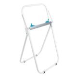 Stojak na przemysłowe czyściwa w rolach, metalowy, biały