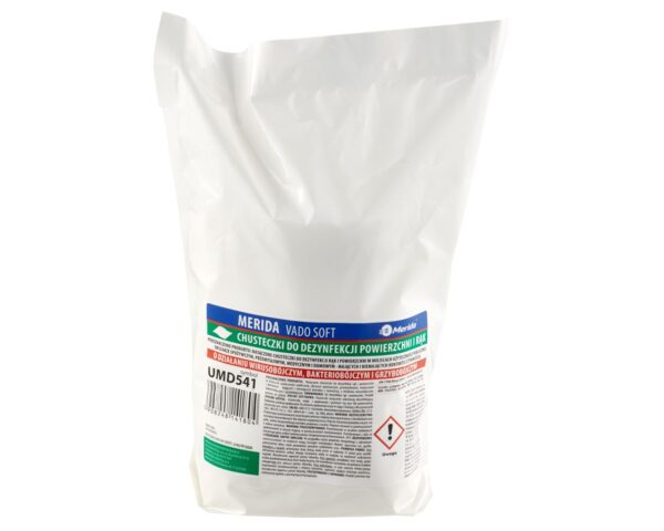 Chusteczki nasączone do dezynfekcji rąk i powierzchni MERIDA VADO SOFT, bezalkoholowe, wkład uzupełniający do tuby, 15 m, 100 listków