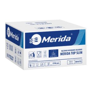 Pojemnik na ręczniki składane MERIDA HARMONY za 1 zł netto przy zakupie 2 kartonów ręczników składanych MERIDA TOP SLIM ECOLABEL VTB207 (2 x 2700 = 5 400 listków)
